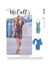 8109 McCalls Easy Stretch Knit Strappy or Not Ruched Dress 16-24 Uncut